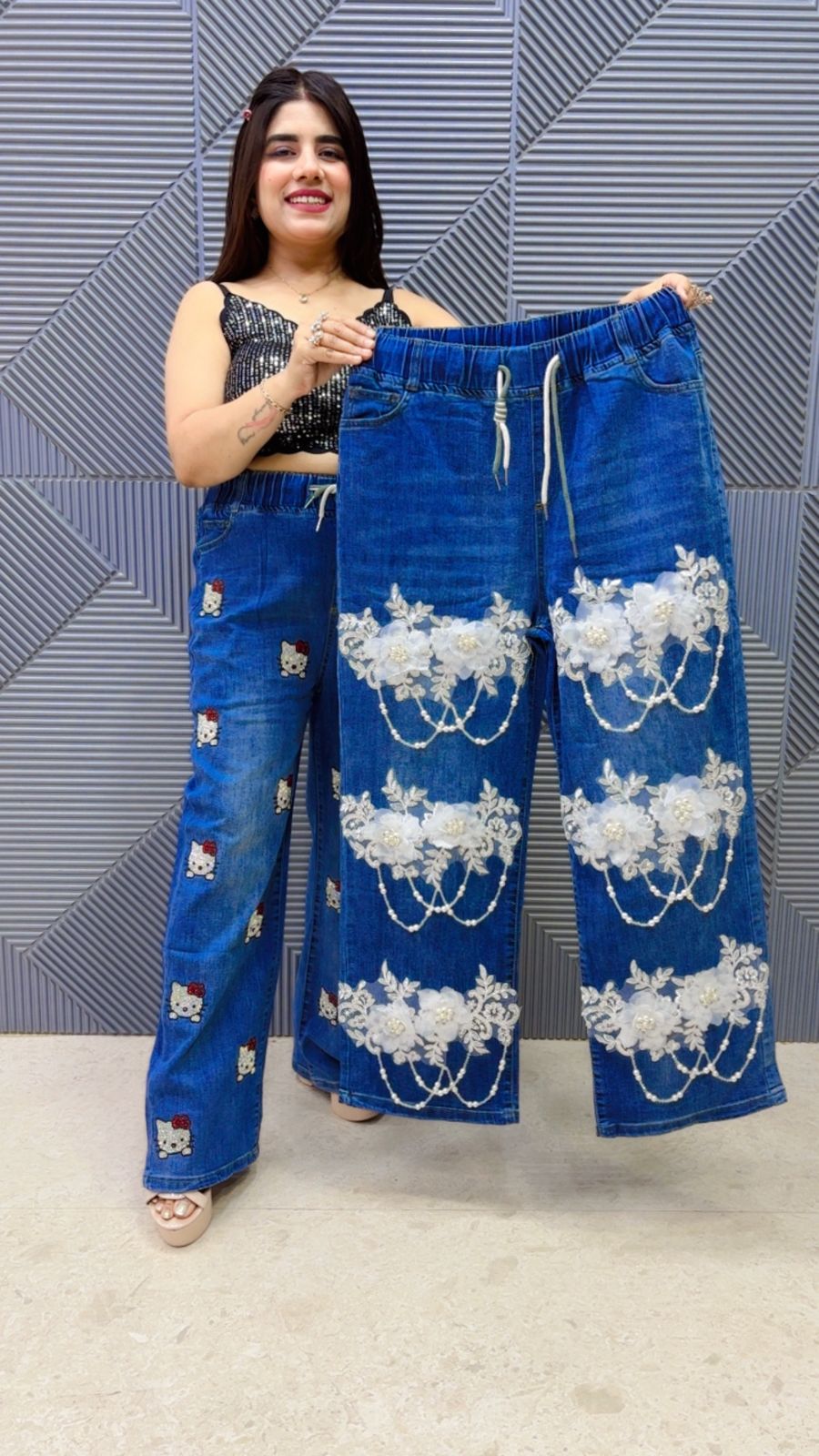 BEAUTIFUL DENIM BOTTOM CUTE DESING  GGR5057 Girls Glitters