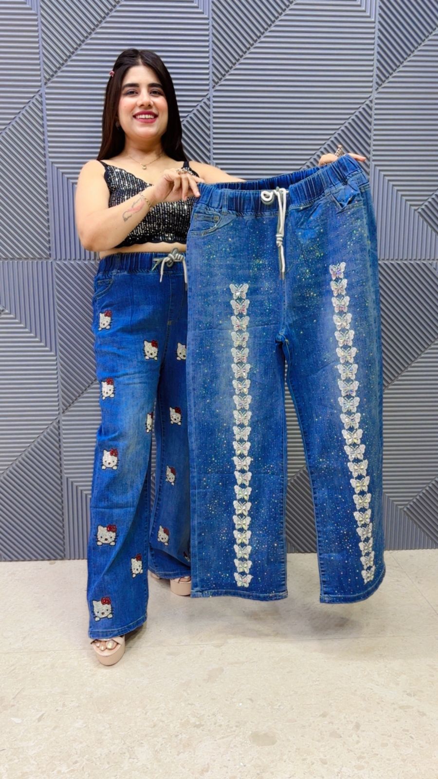 BEAUTIFUL DENIM BOTTOM BUTTERLY GGR5058 Girls Glitters