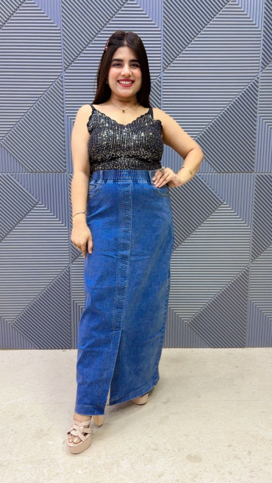 BEAUTIFUL DENIM SKIRT GGR5060 Girls Glitters