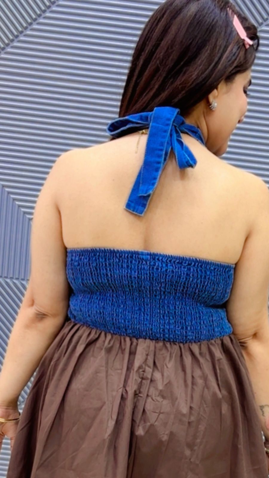 BEAUTIFUL COWL NECK DENIM DRESS GGR5061 Girls Glitters