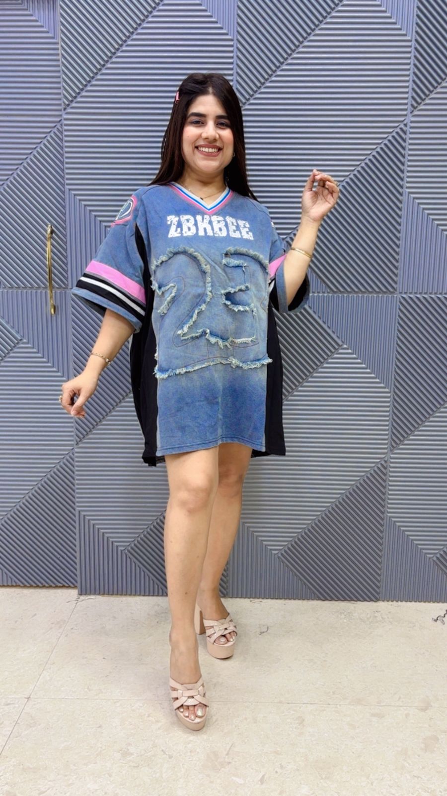 BEAUTIFUL ONE PIECE DENIM DRESS GGR5069 Girls Glitters