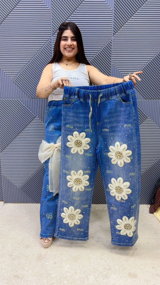 BEAUTIFUL DEMIN FLOWER DESIGN BOTTOM GGR7078 Girls Glitters