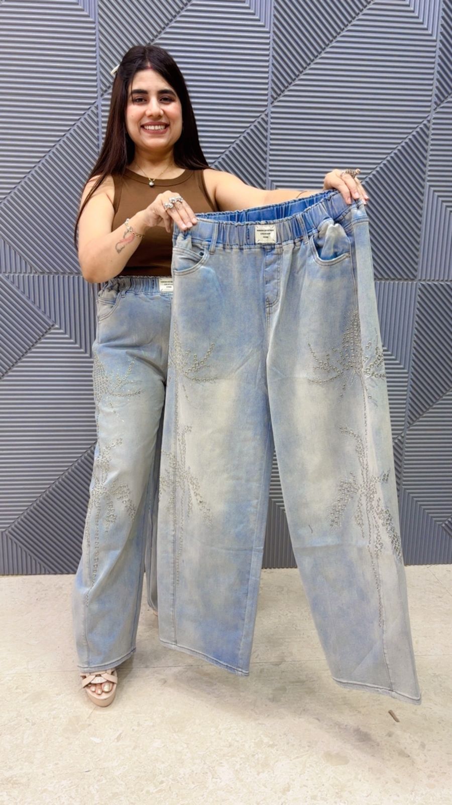 BEAUTIFUL PREMIUM DENIM JEANS BOTTOM GGR5090 Girls Glitters