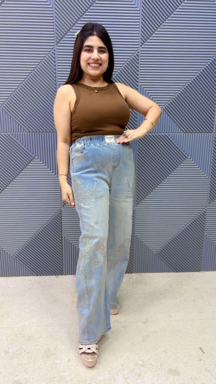 BEAUTIFUL PREMIUM DENIM JEANS BOTTOM GGR5090 Girls Glitters