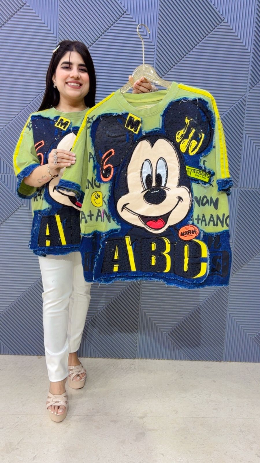 BEAUTIFUL PREMIUM DENIM MICKY T-SHIRT 5114 Girls Glitters