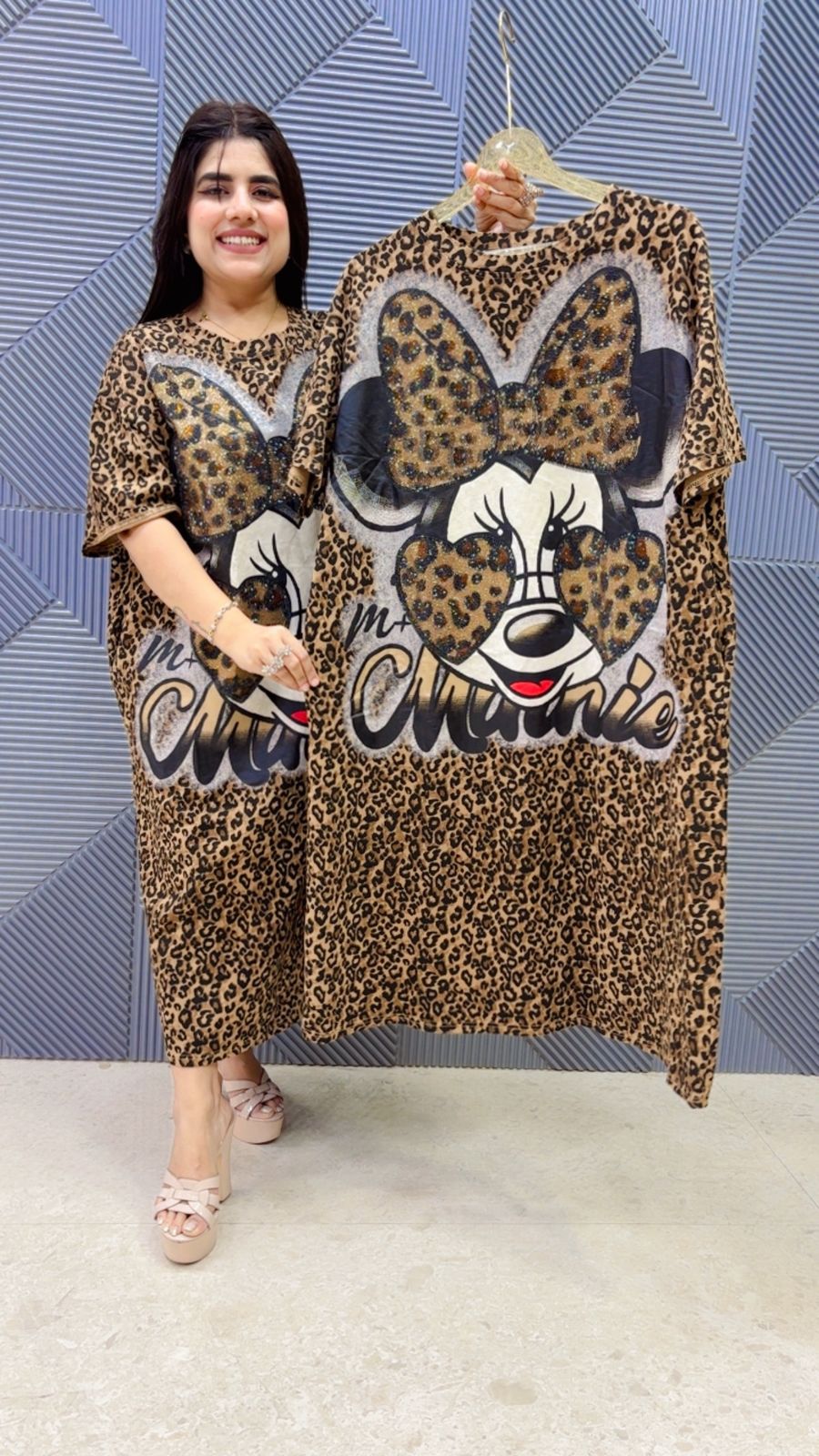 THIS BEAUTIFUL LEOPARD PRINTED MICKEY SWAROVSKI WORK DRESS GGR5124 Girls Glitters