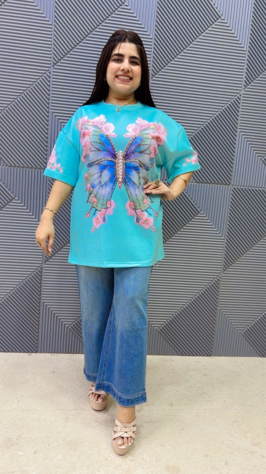 BEAUTIFUL BEAD BUTTERFLY PRINTED TOP GGR5131 Girls Glitters
