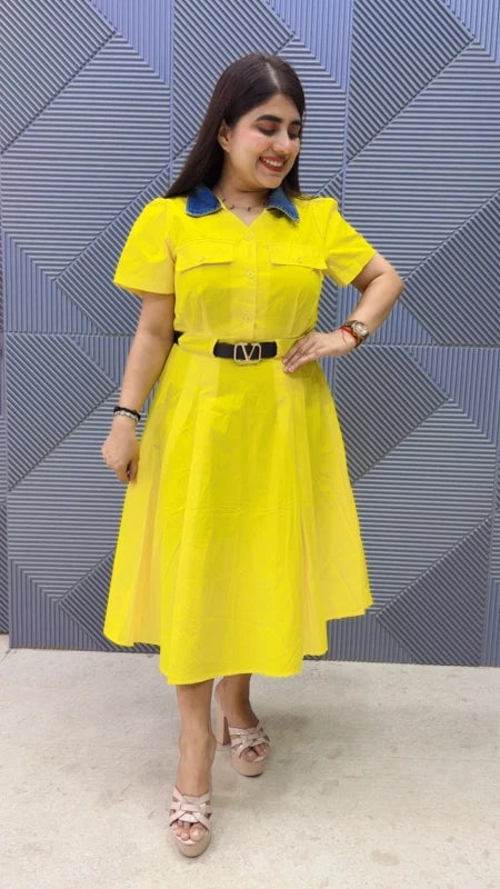 BEAUTIFUL COLLAR DRESS WITH BELT GGR5305 Girls Glitters