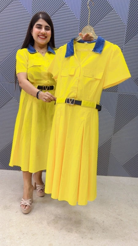BEAUTIFUL COLLAR DRESS WITH BELT GGR5305 Girls Glitters
