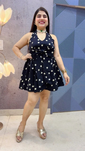 BEAUTIFUL PREMIUM POLKA SHORT DRESS GGR5344 Girls Glitters