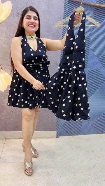 BEAUTIFUL PREMIUM POLKA SHORT DRESS GGR5344 Girls Glitters