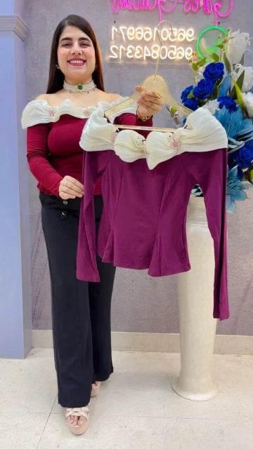 BEAUTIFUL PREMIUM OFFSHOULDER LYCRA TOP GGR5341 Girls Glitters