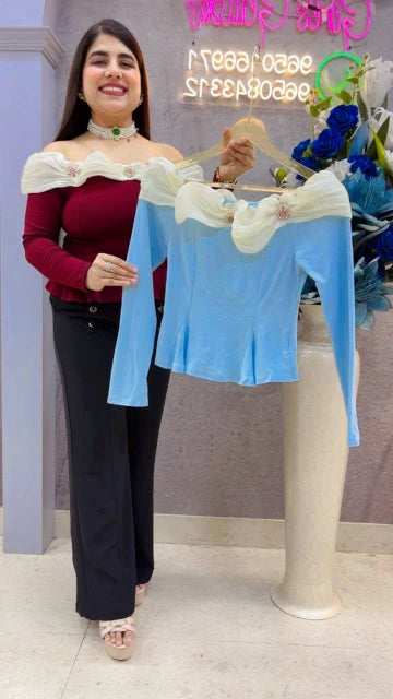BEAUTIFUL PREMIUM OFFSHOULDER LYCRA TOP GGR5341 Girls Glitters