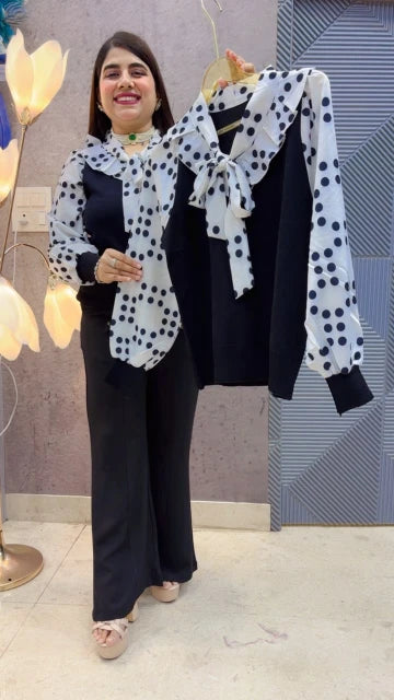 BEAUTIFUL NITTED POLKA TOP WITH BOW GGR5340 Girls Glitters