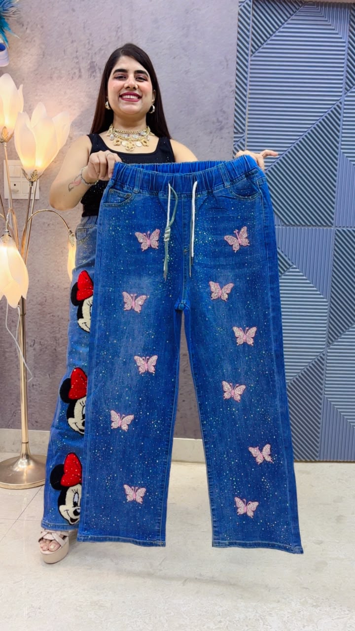 BEAUTIFUL DENIM BOTTOM BUTTERFLY BOTTOM GGR5356 Girls Glitters