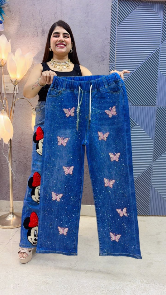 BEAUTIFUL DENIM BOTTOM BUTTERFLY BOTTOM GGR5356 Girls Glitters