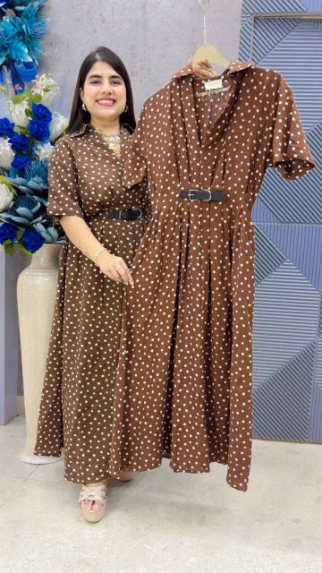 BEAUTIFUL POLKA DRESS WITH BELT GGR5353 Girls Glitters