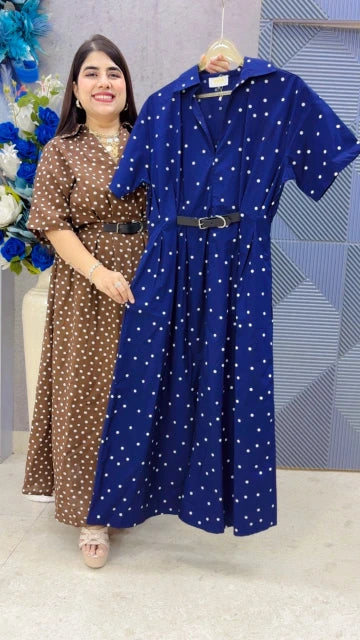 BEAUTIFUL POLKA DRESS WITH BELT GGR5353 Girls Glitters