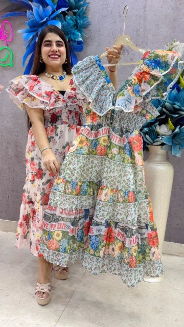 BEAUTIFUL PREMIUM FLORAL TIERED DRESS GGR5364 Girls Glitters