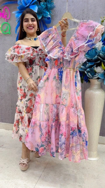 BEAUTIFUL PREMIUM FLORAL TIERED DRESS GGR5364 Girls Glitters