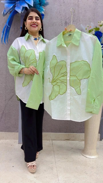 BEAUTIFUL LONG SLEEVE SHIRT BUTTERFLY PRINT GGR5365 Girls Glitters