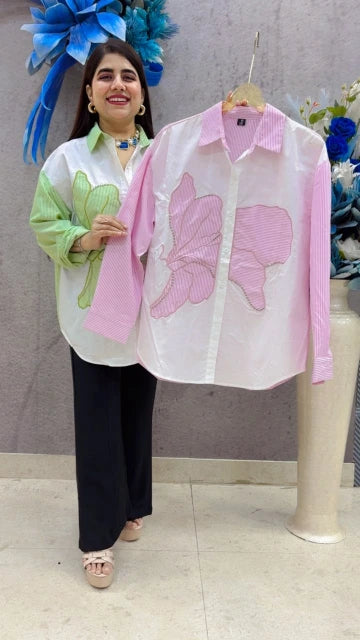 BEAUTIFUL LONG SLEEVE SHIRT BUTTERFLY PRINT GGR5365 Girls Glitters