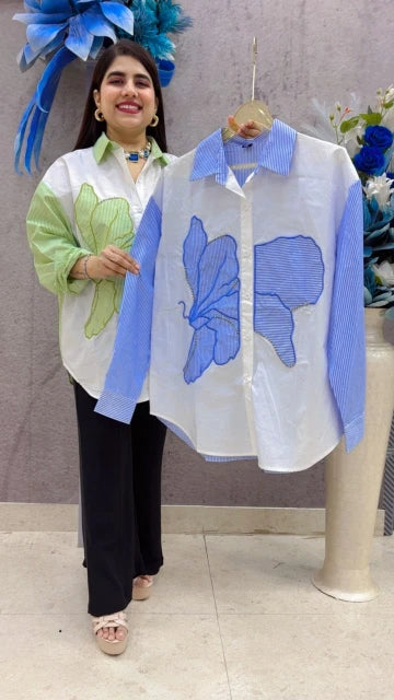BEAUTIFUL LONG SLEEVE SHIRT BUTTERFLY PRINT GGR5365 Girls Glitters