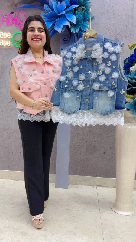 BEAUTIFUL STUDDED PREMIUM DENIM JACKET GGR5380 Girls Glitters