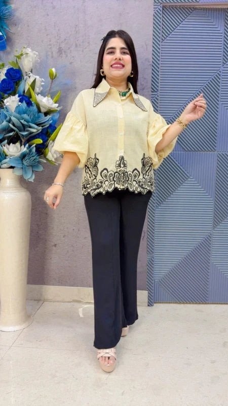 BEAUTIFUL SHIRT WITH FLORAL EMBROIDERY GGR5393 Girls Glitters