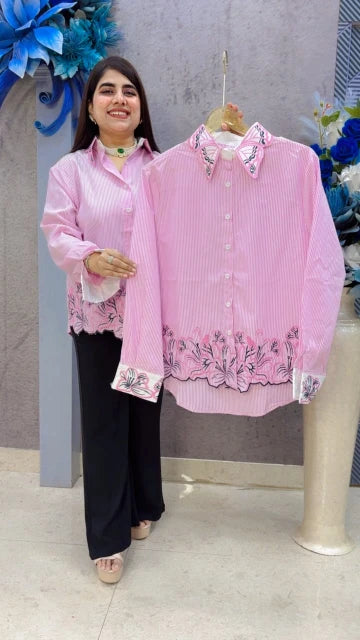 BEAUTIFUL SHIRT WITH FLORAL EMBROIDERY GGR5409 Girls Glitters