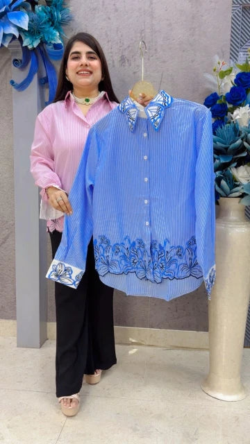 BEAUTIFUL SHIRT WITH FLORAL EMBROIDERY GGR5409 Girls Glitters