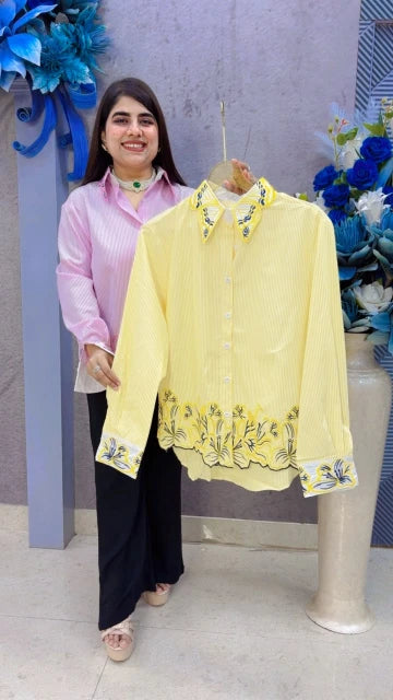 BEAUTIFUL SHIRT WITH FLORAL EMBROIDERY GGR5409 Girls Glitters