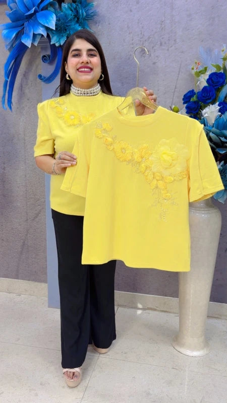 BEAUTIFUL PREMIUM FLORAL EMBROIDERY T-SHIRT GGR5426 Girls Glitters