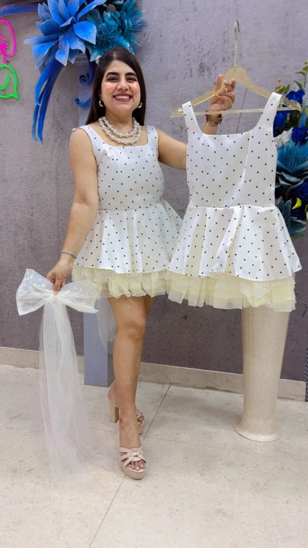 PREMIUM SHORT POLKA PEPLUM DRESS GGR5435 Girls Glitters