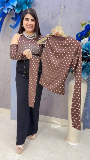 BEAUTIFUL POLKA ONE SHOULDER TOP GGR5440 Girls Glitters