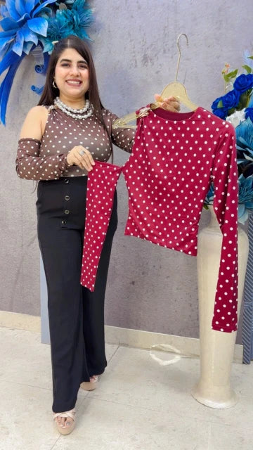 BEAUTIFUL POLKA ONE SHOULDER TOP GGR5440 Girls Glitters