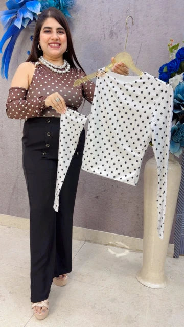 BEAUTIFUL POLKA ONE SHOULDER TOP GGR5440 Girls Glitters