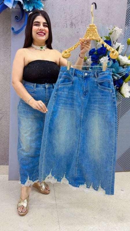 BEAUTIFUL DENIM SKIRT GGR5442 Girls Glitters