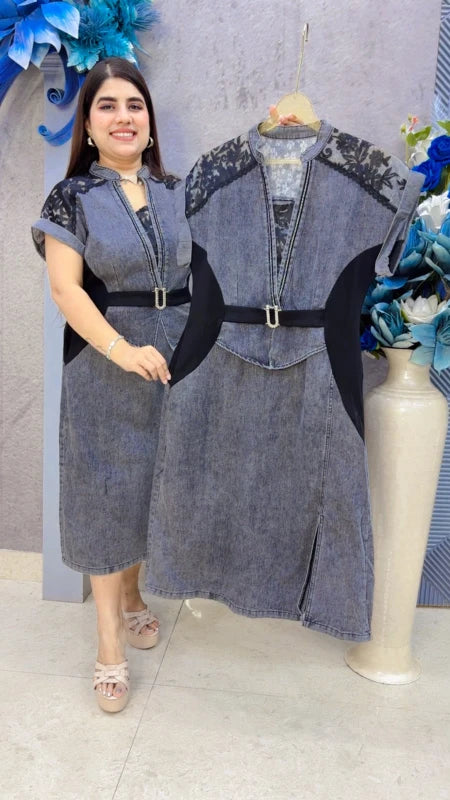 BEAUTIFUL PREMIUM DENIM DRESS GGR5455 Girls Glitters