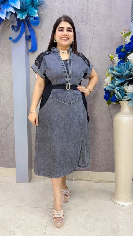 BEAUTIFUL PREMIUM DENIM DRESS GGR5455 Girls Glitters