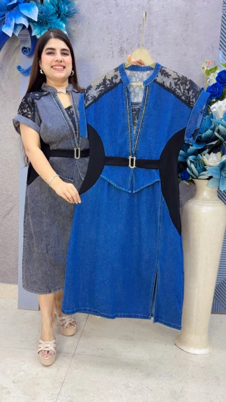 BEAUTIFUL PREMIUM DENIM DRESS GGR5455 Girls Glitters