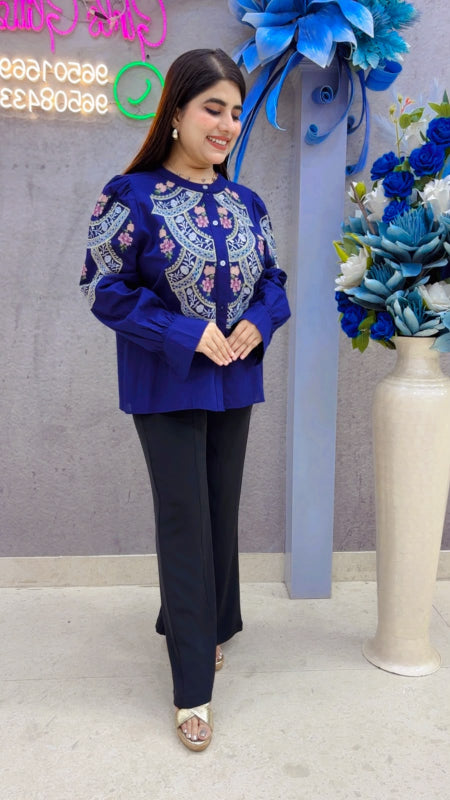 BEAUTIFUL SHIRT WITH FLORAL DESIGN GGR5463 Girls Glitters