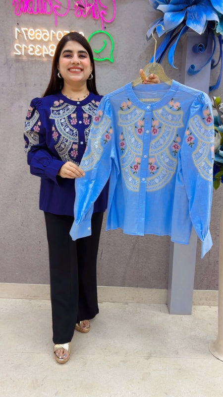 BEAUTIFUL SHIRT WITH FLORAL DESIGN GGR5463 Girls Glitters