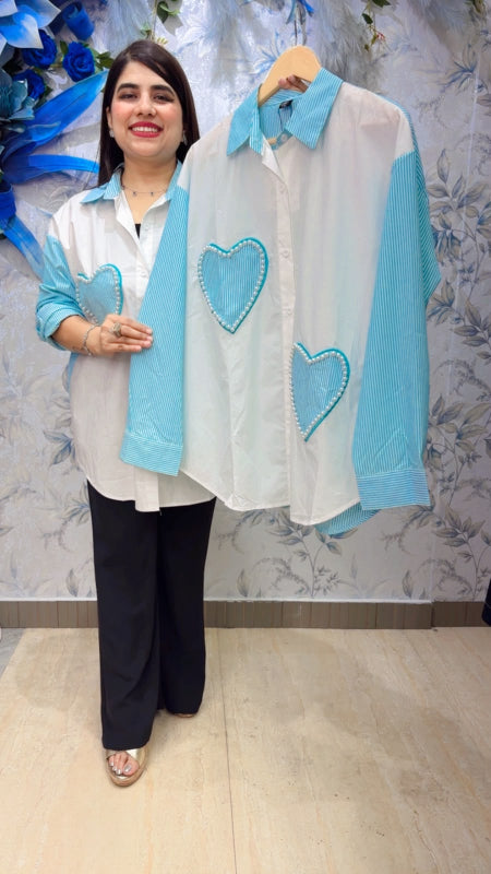 BEAUTIFUL SHIRT WITH HEART DESIGN GGR5478 Girls Glitters