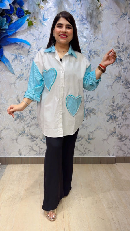 BEAUTIFUL SHIRT WITH HEART DESIGN GGR5478 Girls Glitters