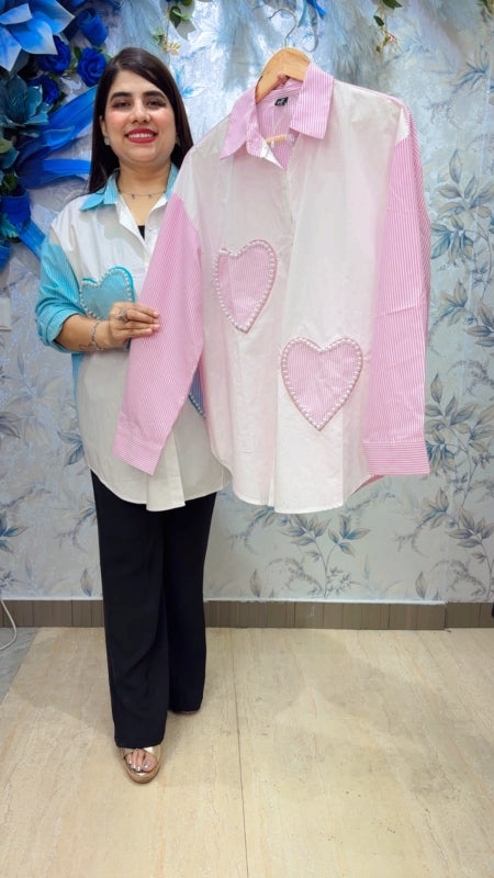 BEAUTIFUL SHIRT WITH HEART DESIGN GGR5478 Girls Glitters