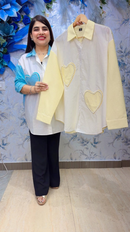 BEAUTIFUL SHIRT WITH HEART DESIGN GGR5478 Girls Glitters