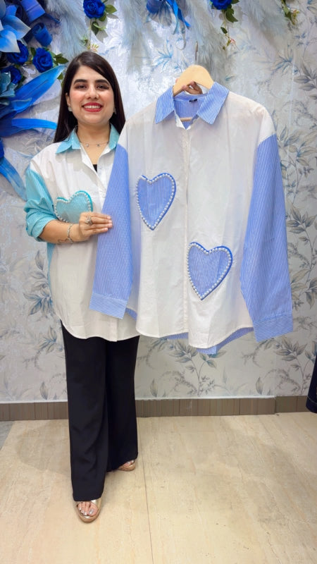 BEAUTIFUL SHIRT WITH HEART DESIGN GGR5478 Girls Glitters