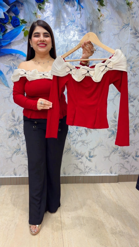 BEAUTIFUL PREMIUM OFFSHOULDER LYCRA TOP GGR5480 Girls Glitters