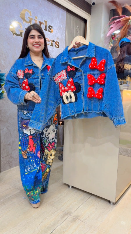 BEAUTIFUL PREMIUM MICKEY DENIM JACKET GGR5512 Girls Glitters